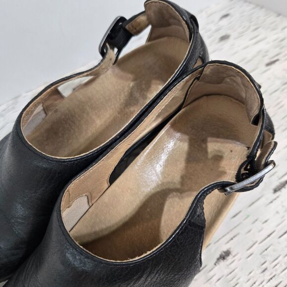 DANSKO Sassy Black Milled Burnished Leather Platform Block Heel Shoes 38 / 7.5-8 - Picture 4 of 7